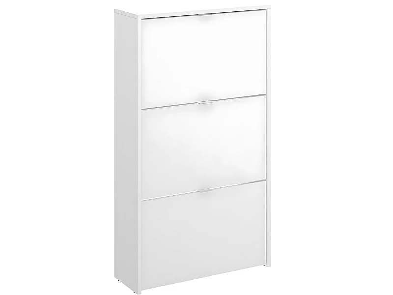 Commode meuble à chaussures 3 portes coloris blanc - Longueur 61 x Profondeur 25 x Hauteur 113 cm