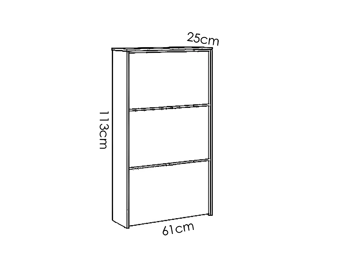 Commode meuble à chaussures 3 portes coloris blanc - Longueur 61 x Profondeur 25 x Hauteur 113 cm