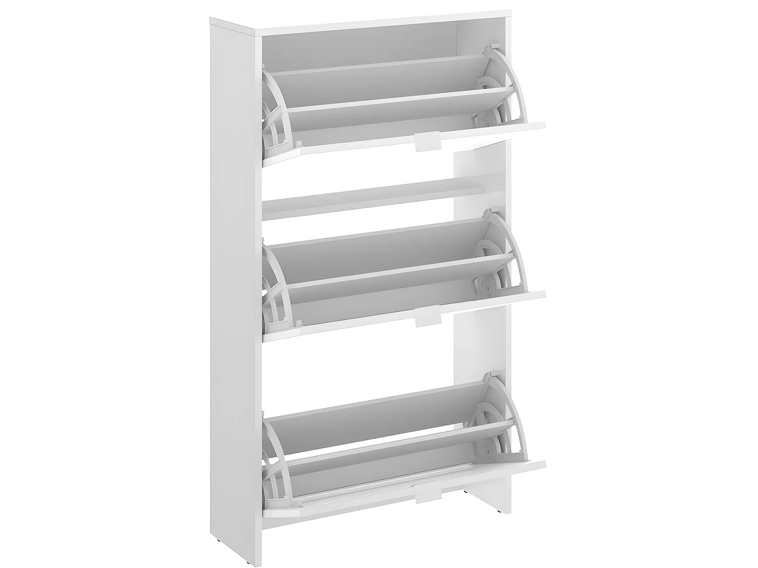 Commode meuble à chaussures 3 portes coloris blanc - Longueur 61 x Profondeur 25 x Hauteur 113 cm