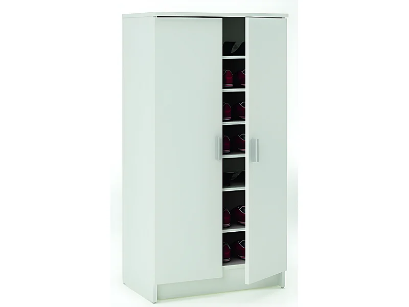 Armoire à chaussures avec 2 portes, Coloris blanc perle, 54.6 x 108.4 x 35.3 cm