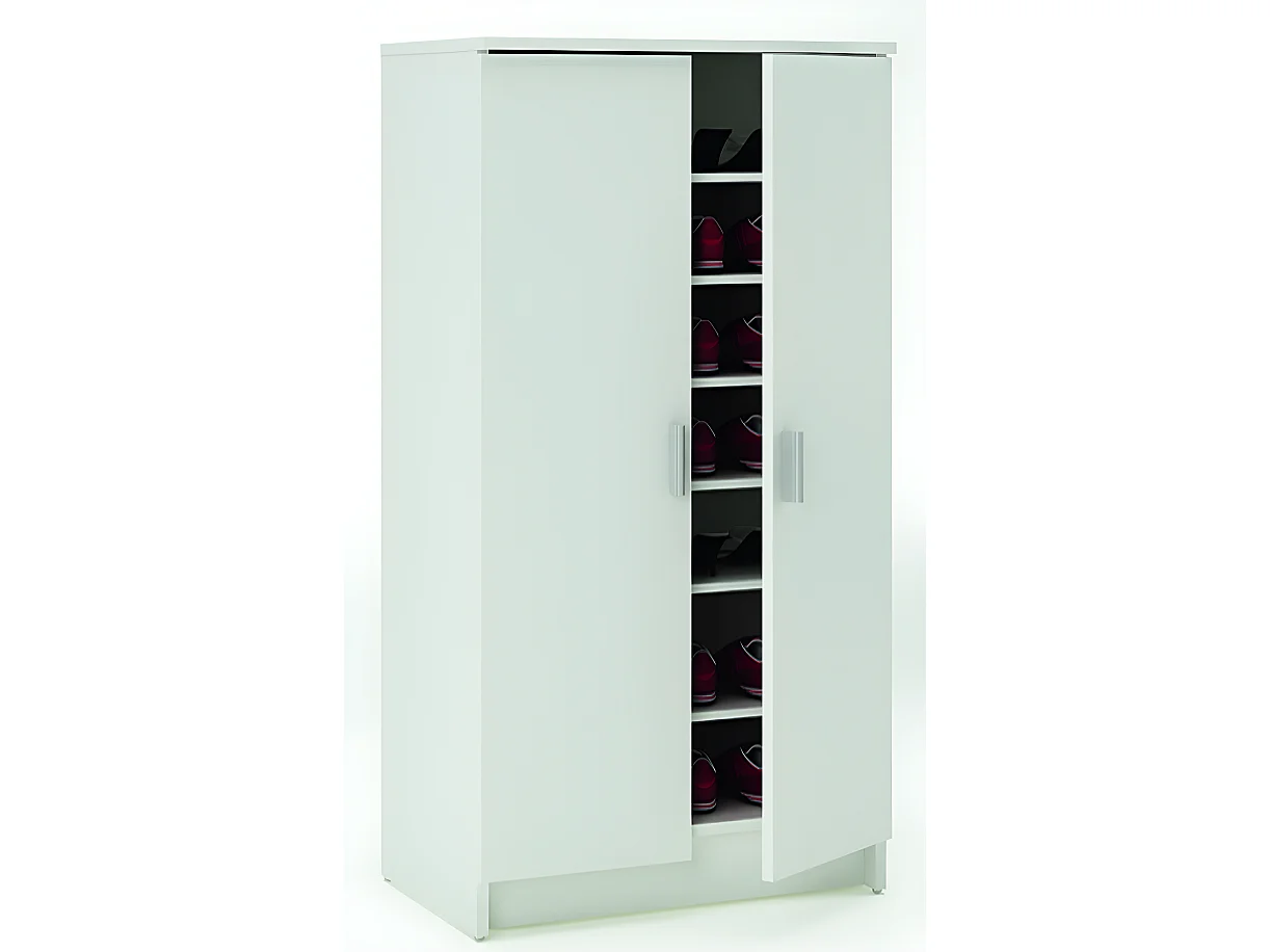 Armoire à chaussures avec 2 portes, Coloris blanc perle, 54.6 x 108.4 x 35.3 cm