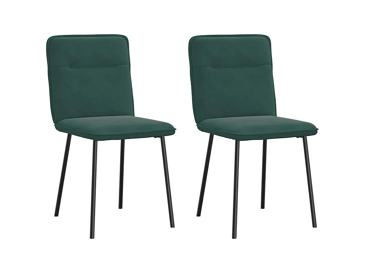 Chaises à manger lot de 2 Vert foncé Velours