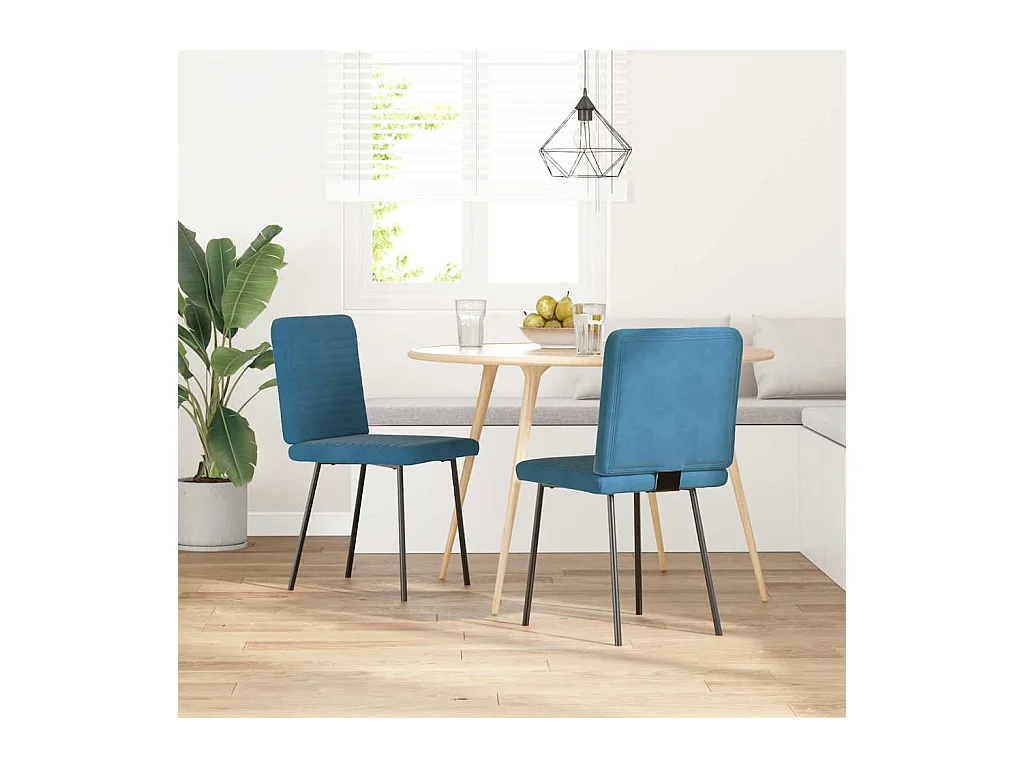 Chaises à manger lot de 2 Bleu Velours