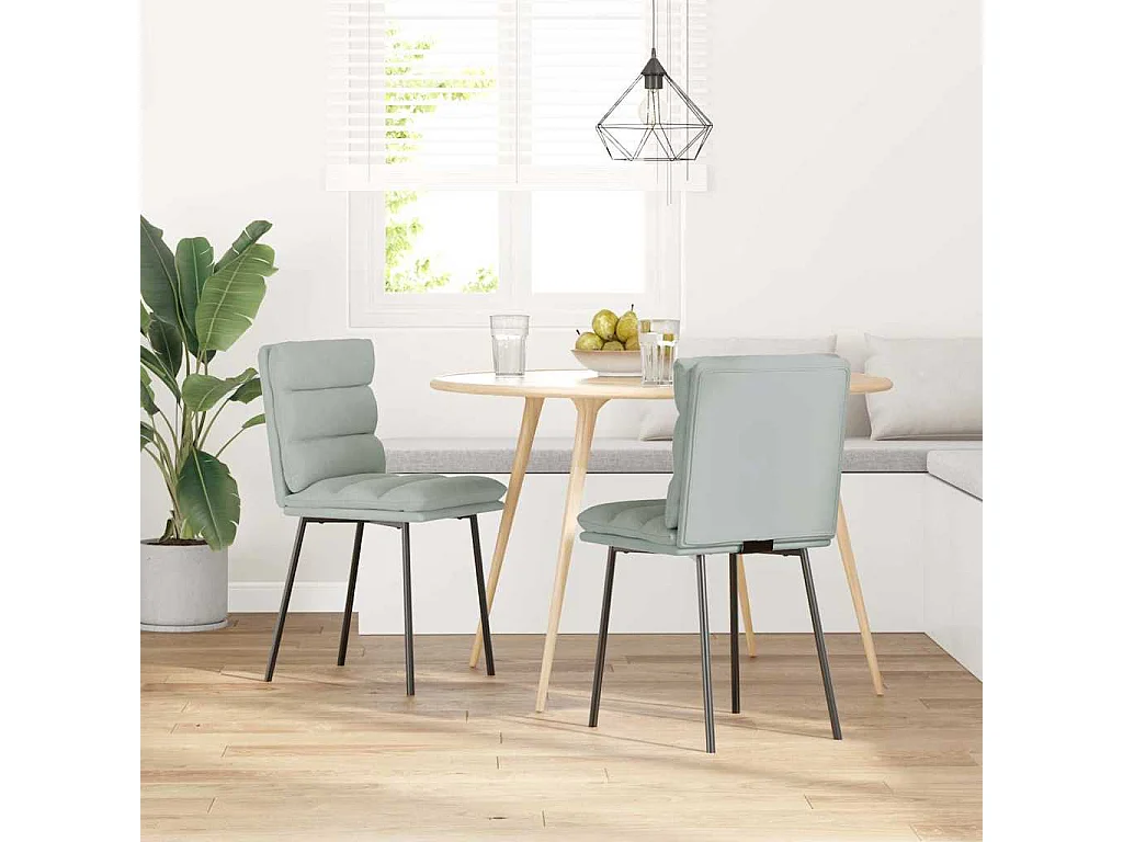 Chaises à manger lot de 2 Gris clair Velours