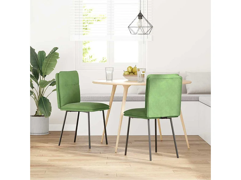 Chaises à manger lot de 2 Vert clair Velours