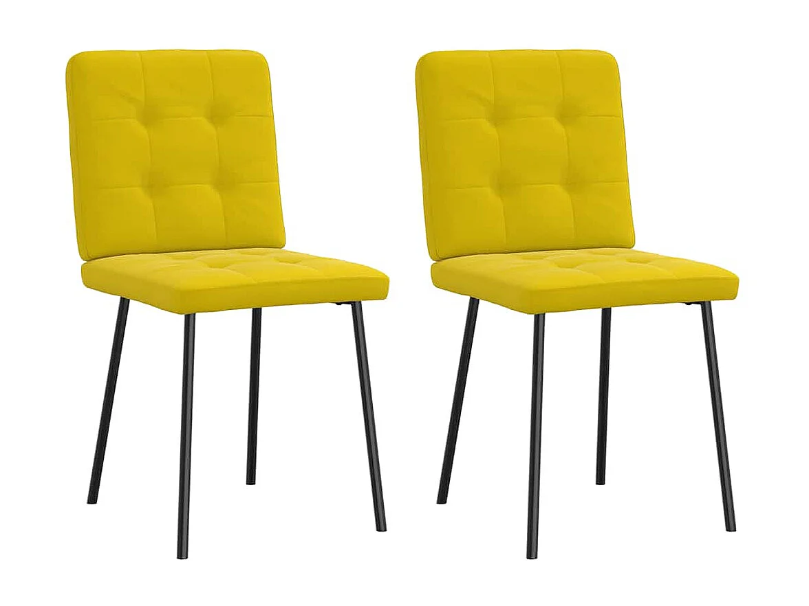 Chaises à manger lot de 2 Jaune Velours