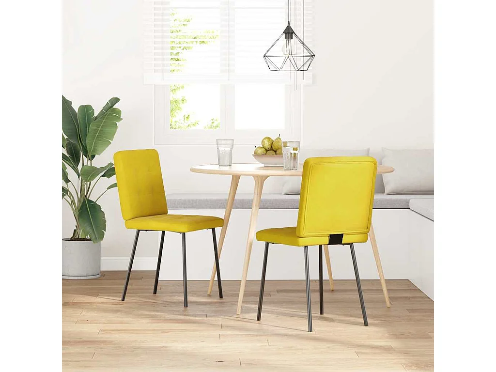 Chaises à manger lot de 2 Jaune Velours