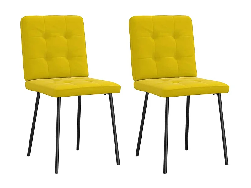 Cadeiras de jantar 2 peças veludo amarelo