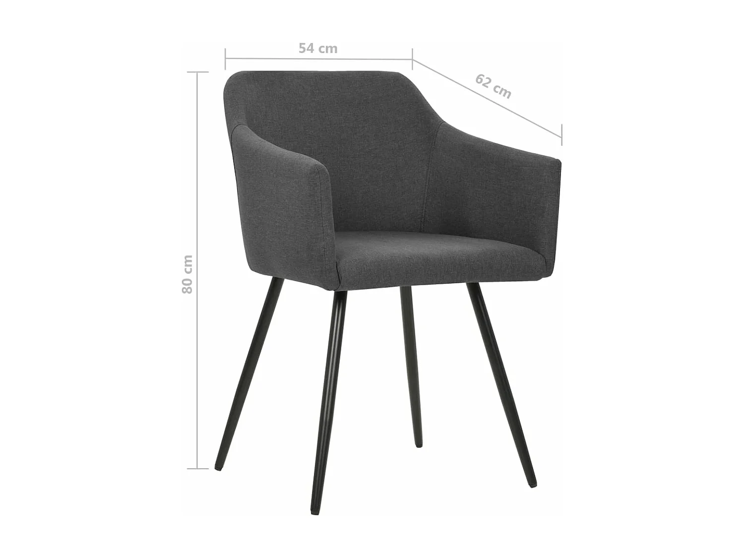 323094 Dining Chairs 2 pcs Dark Grey Fabric