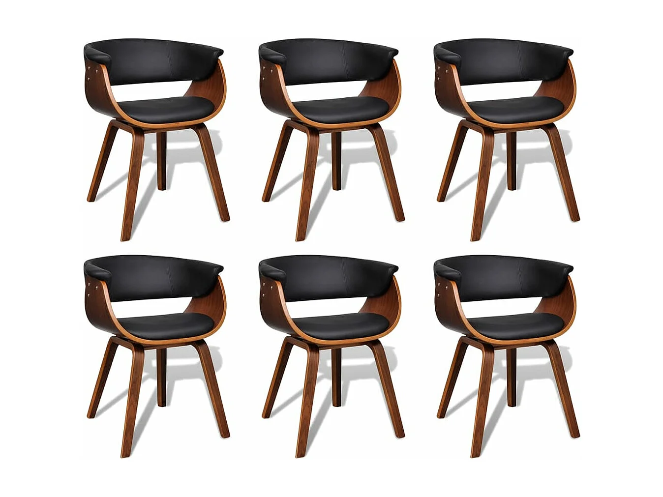 Chaises à manger lot de 6 bois courbé et similicuir
