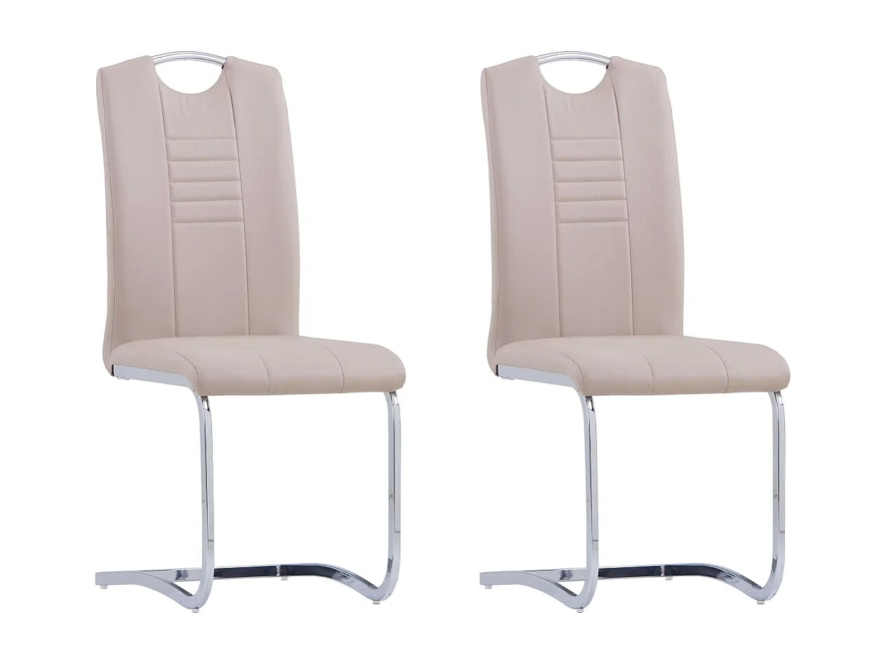 Sillas de comedor voladizas 2 unidades cuero sintético capuchino
