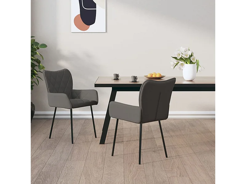 Sillas de comedor 2 unidades tela gris oscuro
