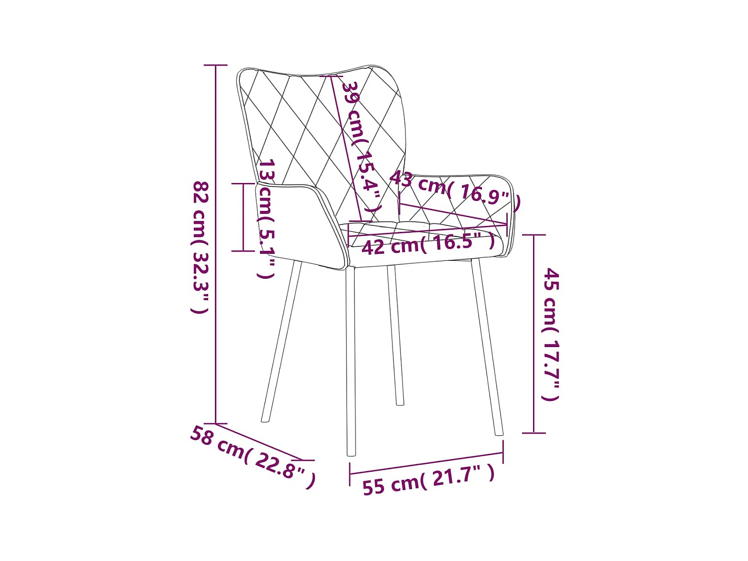 Chaises à manger lot de 2 gris foncé tissu
