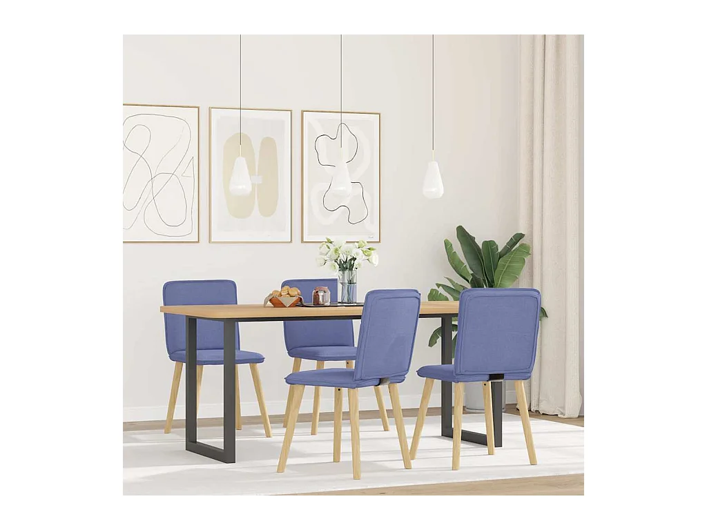Chaises à manger lot de 4 bleu jean tissu