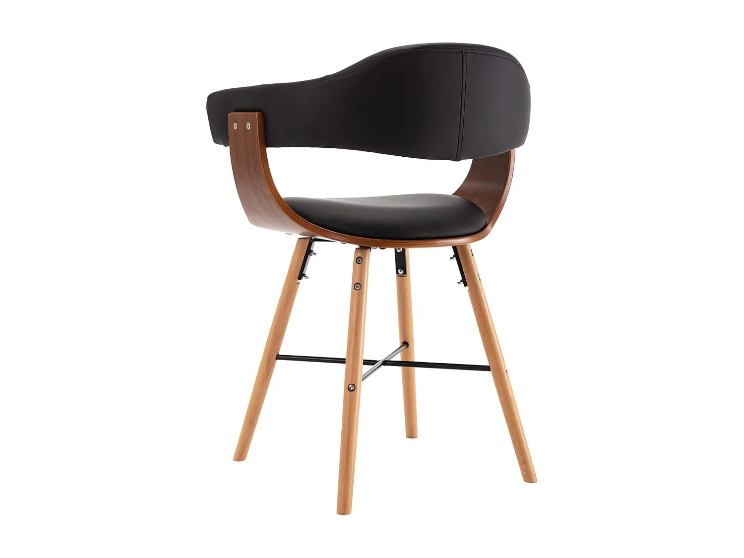 Chaises à manger lot de 6 noir similicuir et bois courbé