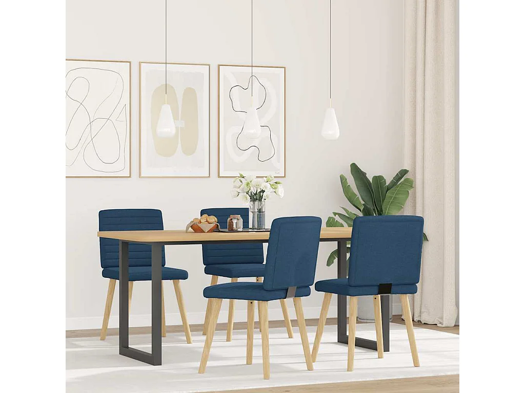 Eetkamerstoelen 4 stukkenstof blauw