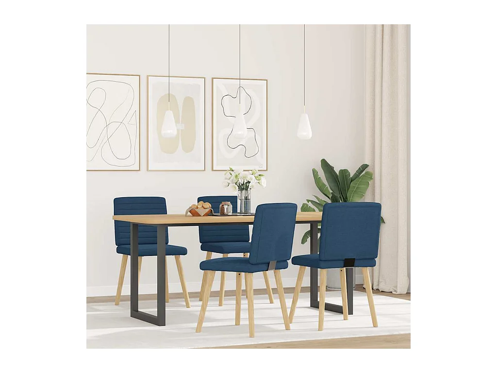 Chaises à manger lot de 4 bleu tissu