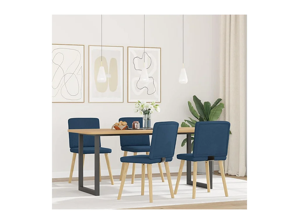 Chaises à manger lot de 4 bleu tissu