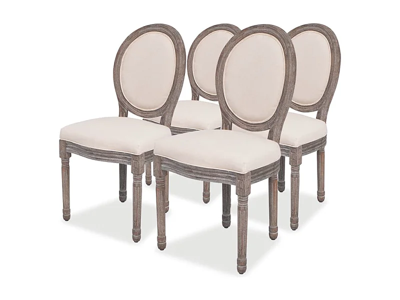 Sillas de comedor 4 unidades tela color crema