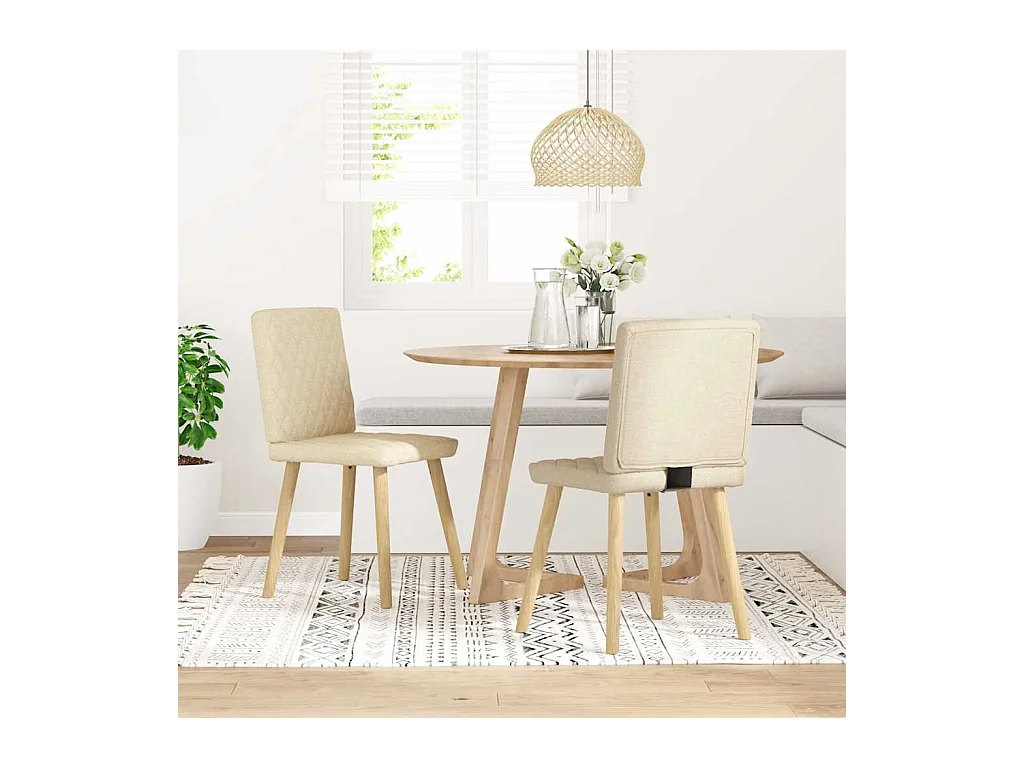 Chaises à manger lot de 2 crème tissu