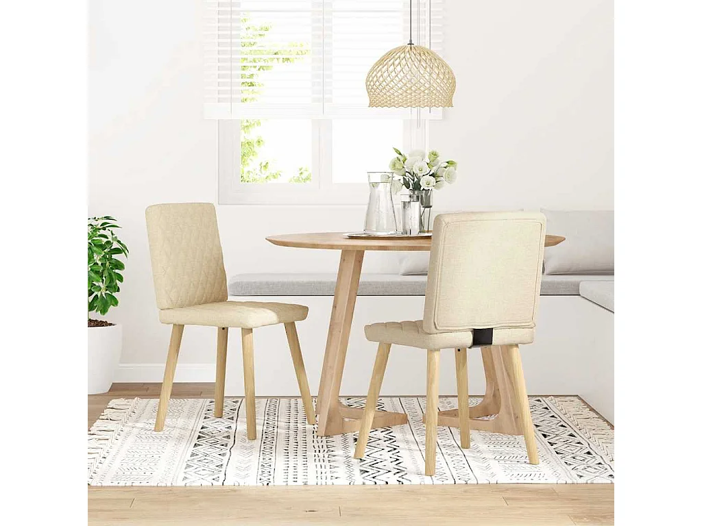 Chaises à manger lot de 2 crème tissu