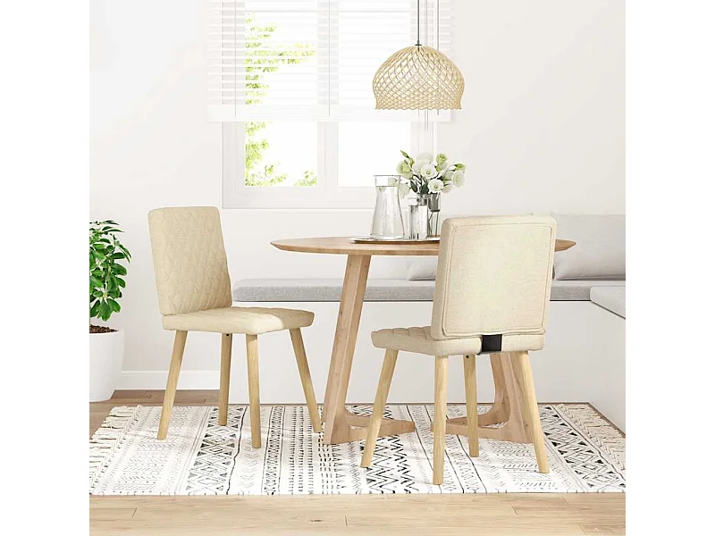 Sillas de comedor 2 unidades tela color crema