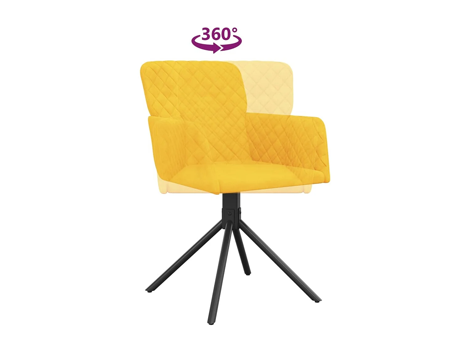 Chaises pivotantes à manger lot de 2 Jaune Velours