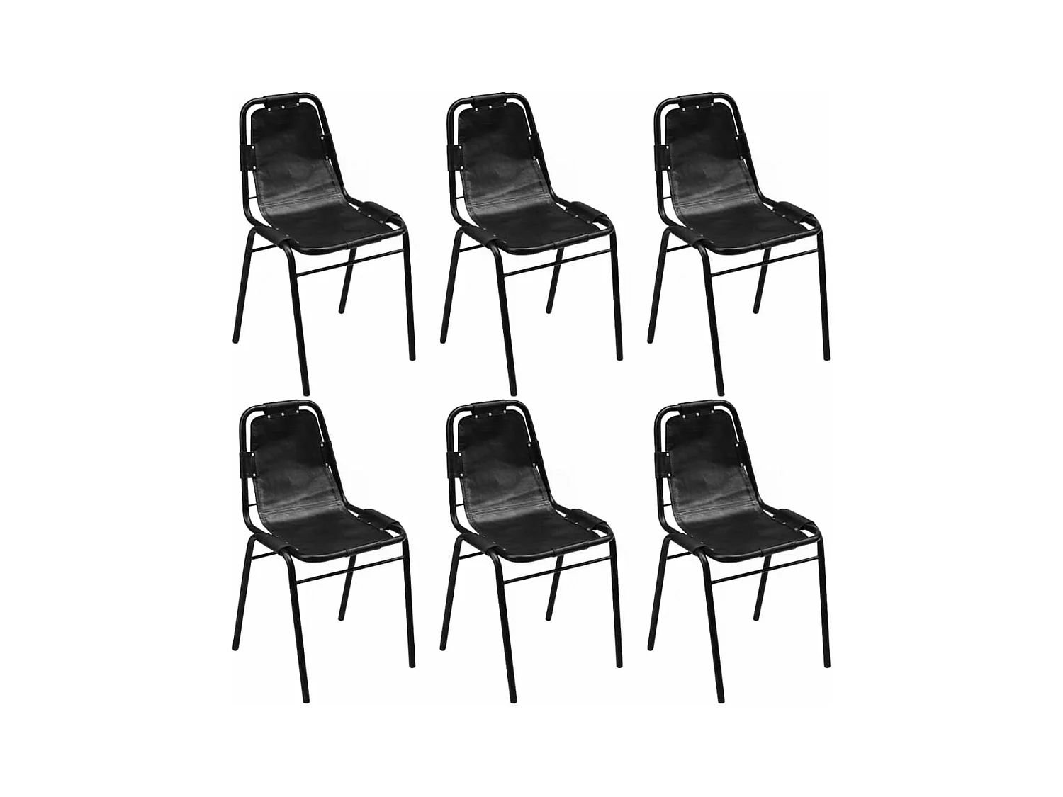 Chaises à manger lot de 6 noir cuir véritable