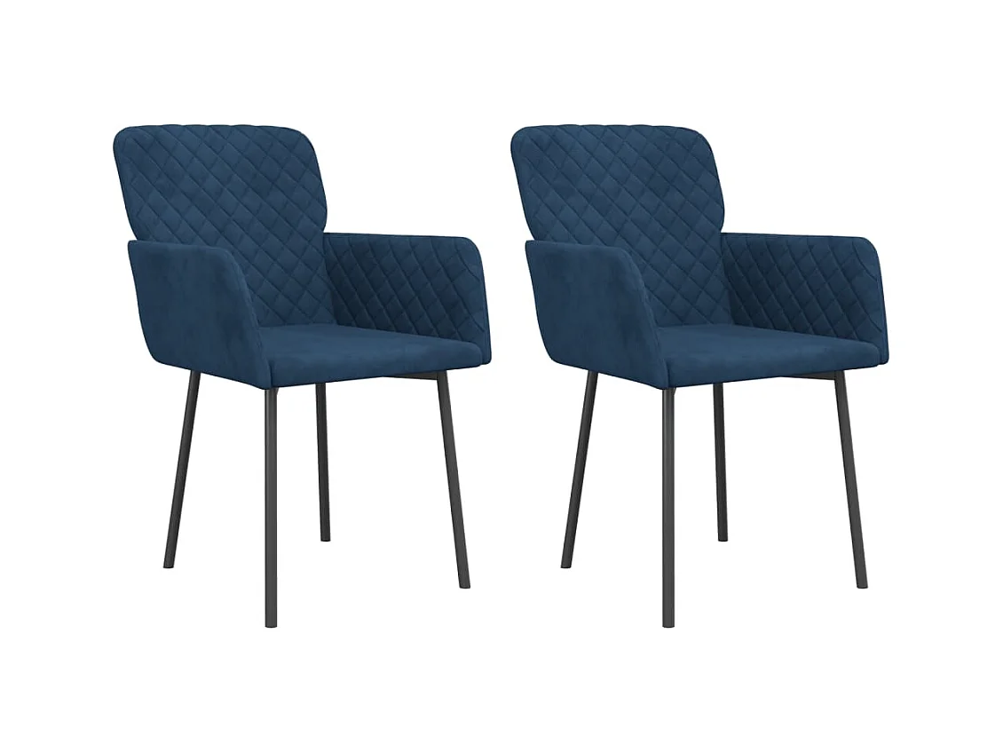 Chaises à manger lot de 2 Bleu Velours