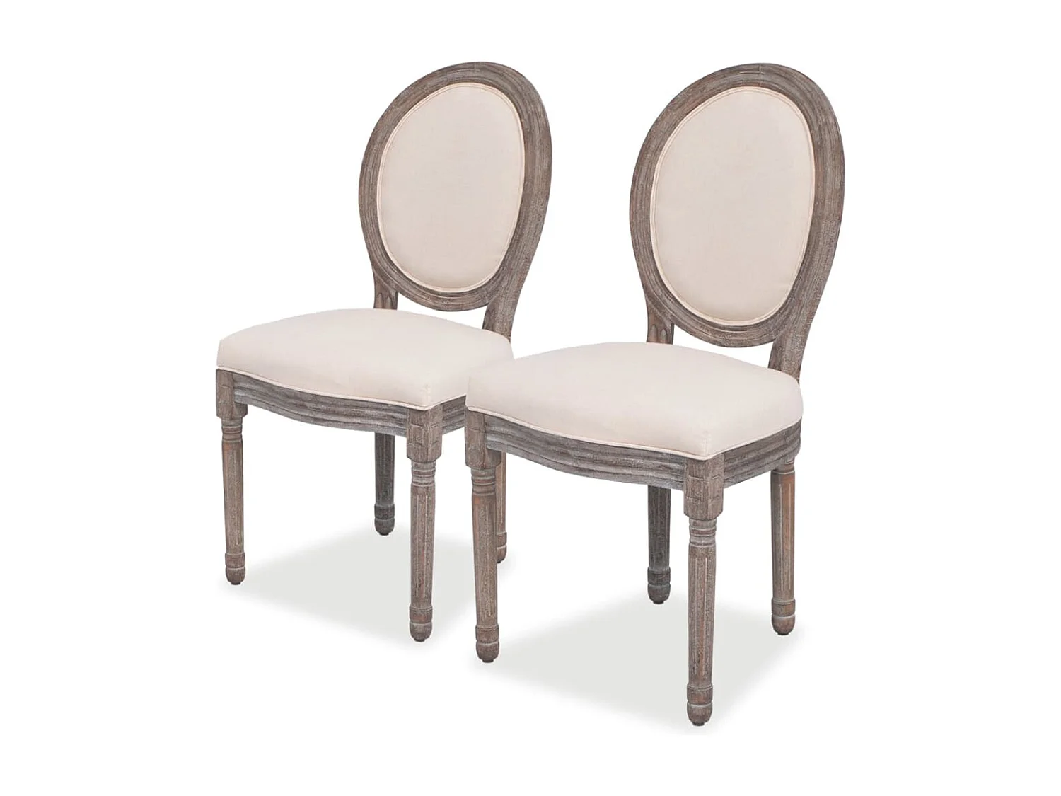 Cadeiras de jantar 2 peças tecido cor creme