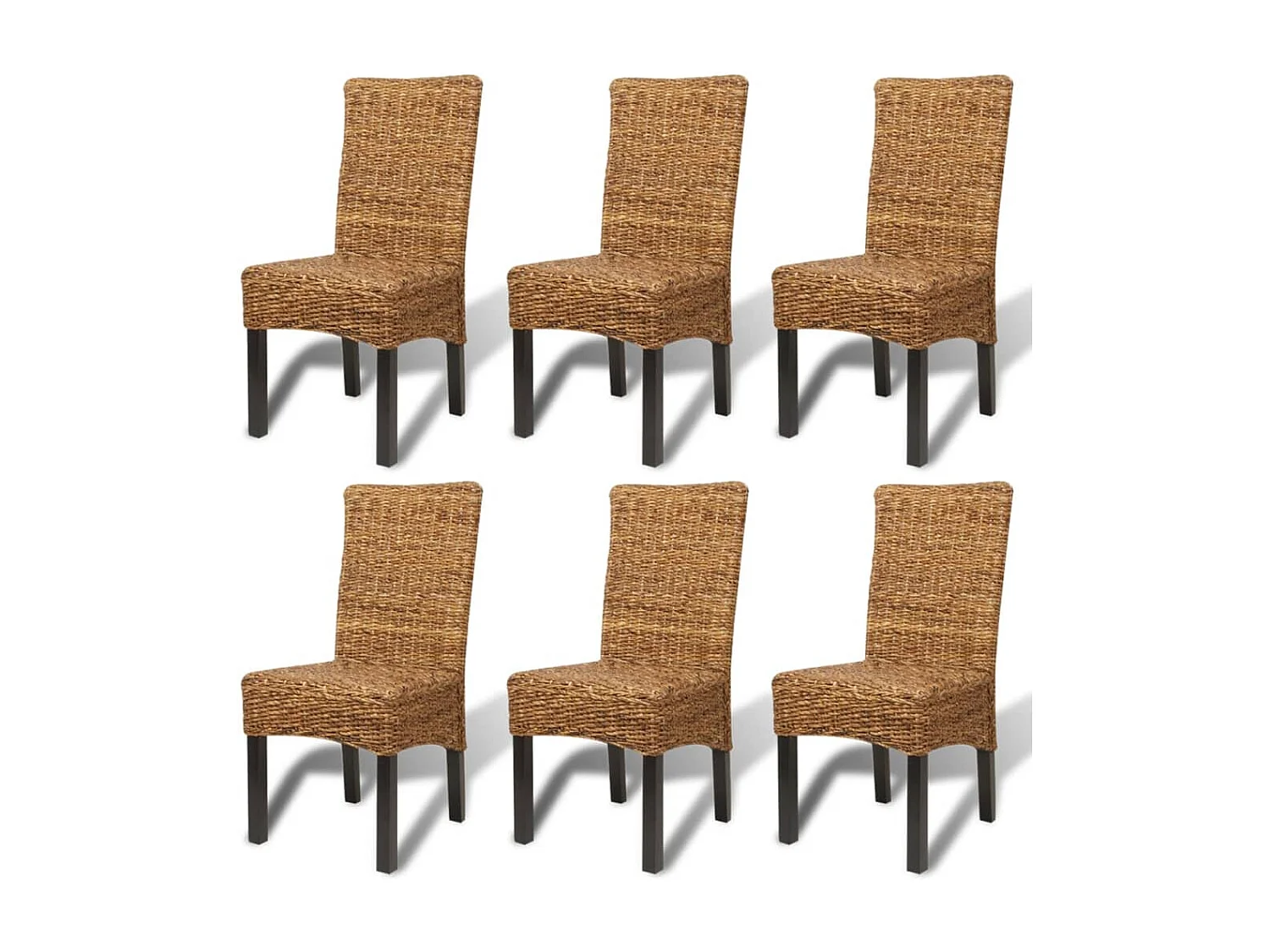 Eetkamerstoelen 6 st abaca en massief mangohout