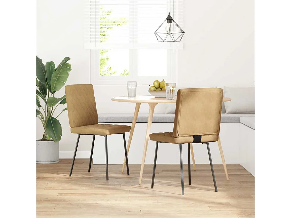 Chaises à manger lot de 2 Marron Velours