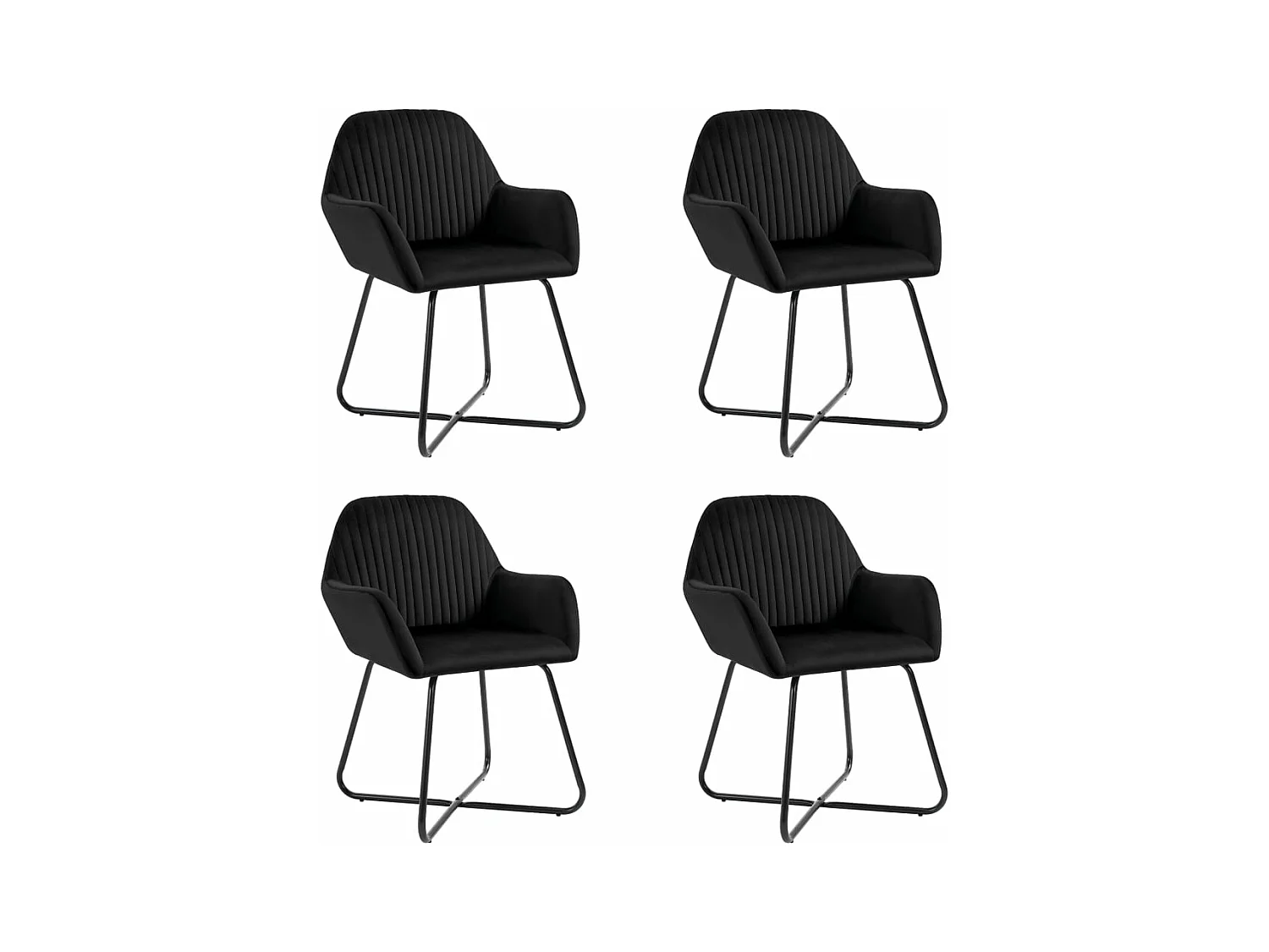 Chaises à manger lot de 4 Noir Velours