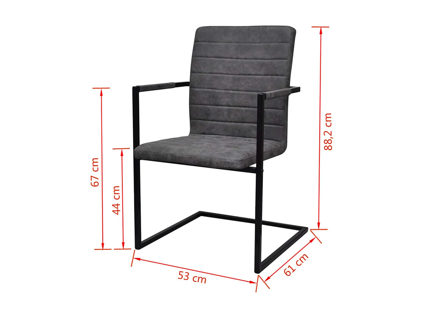 Cadeiras de jantar cantilever 6 peças couro artificial cinzento
