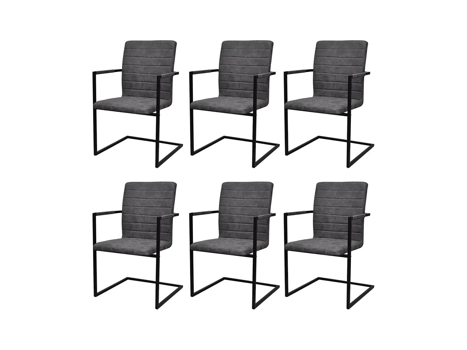 Chaises à manger cantilever lot de 6 gris similicuir