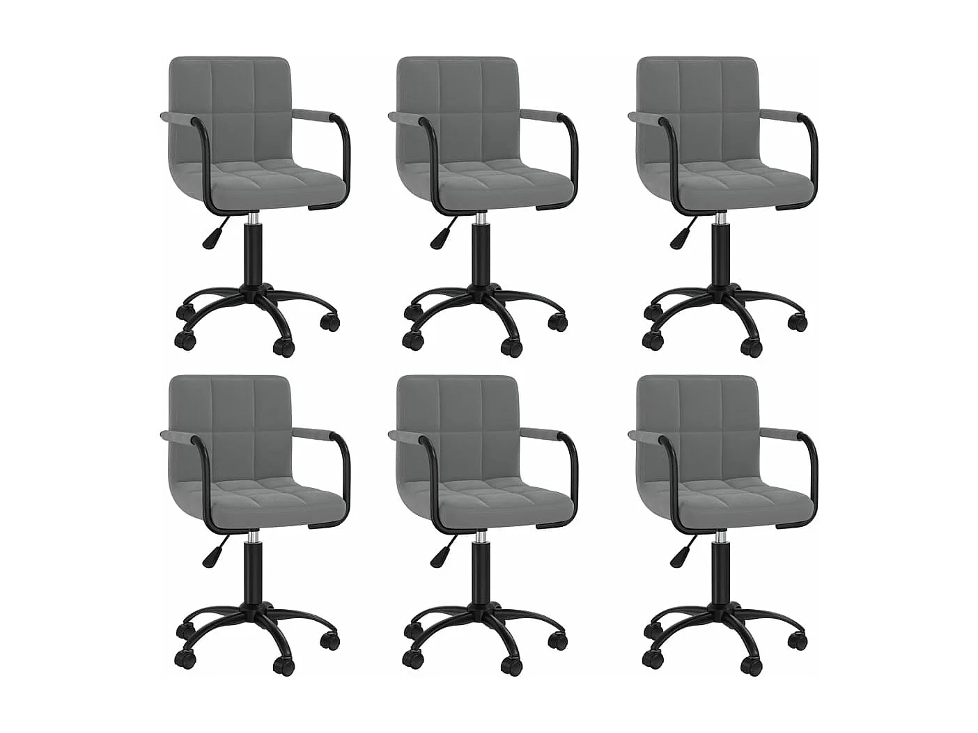 Chaises pivotantes à manger lot de 6 gris foncé velours