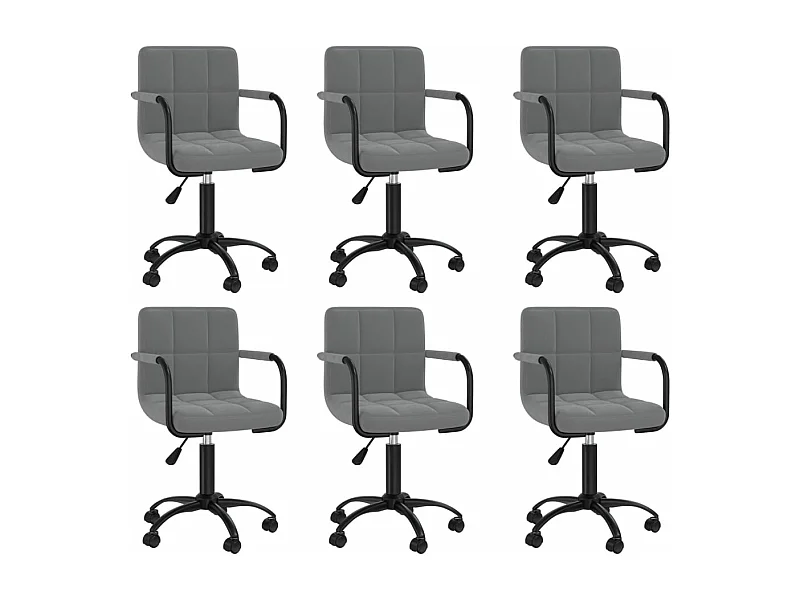 Chaises pivotantes à manger lot de 6 gris foncé velours