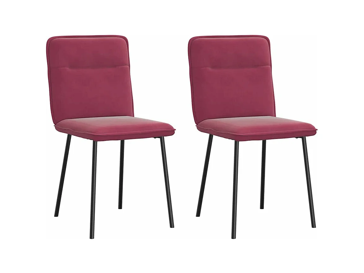 Chaises à manger lot de 2 Rouge bordeaux Velours