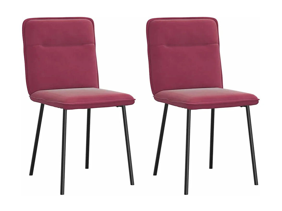 Eetkamerstoelen 2 st fluweel wijnrood