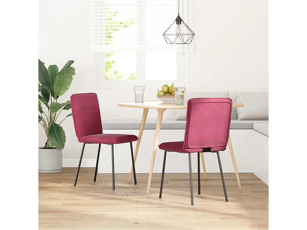 Eetkamerstoelen 2 st fluweel wijnrood