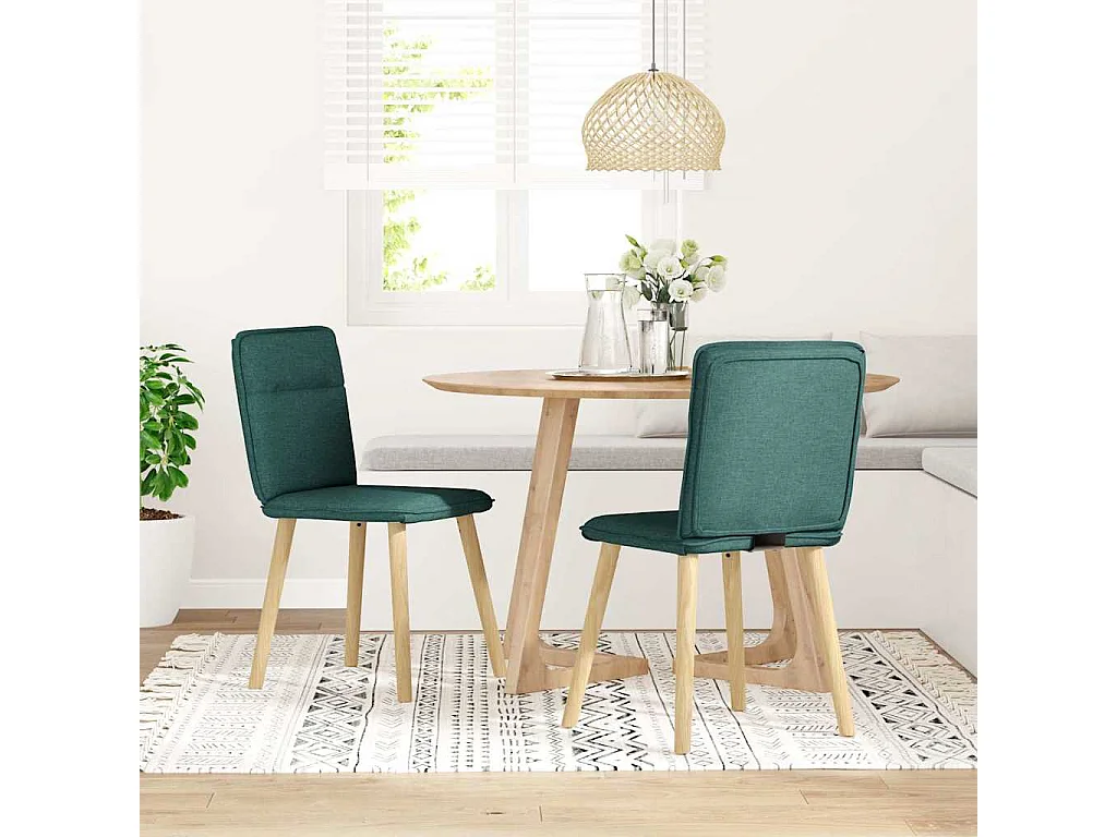 Chaises à manger lot de 2 vert foncé tissu