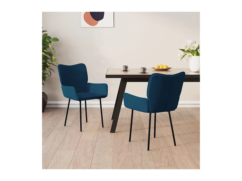 Chaises à manger lot de 2 Bleu Velours