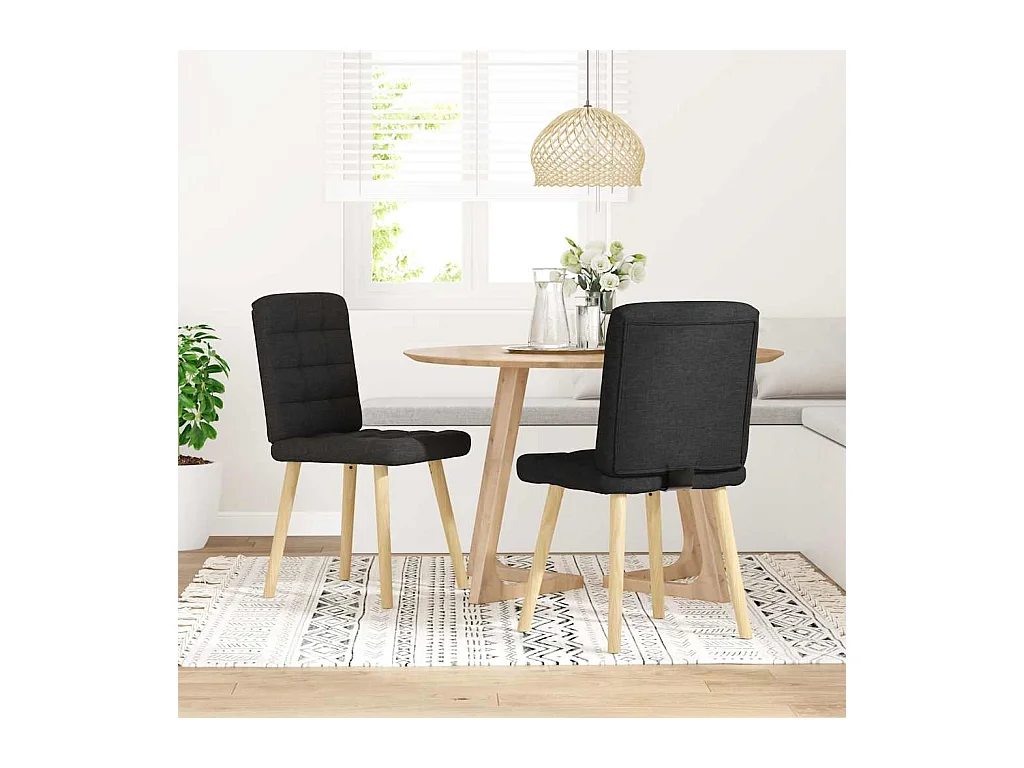 Chaises à manger lot de 2 noir tissu