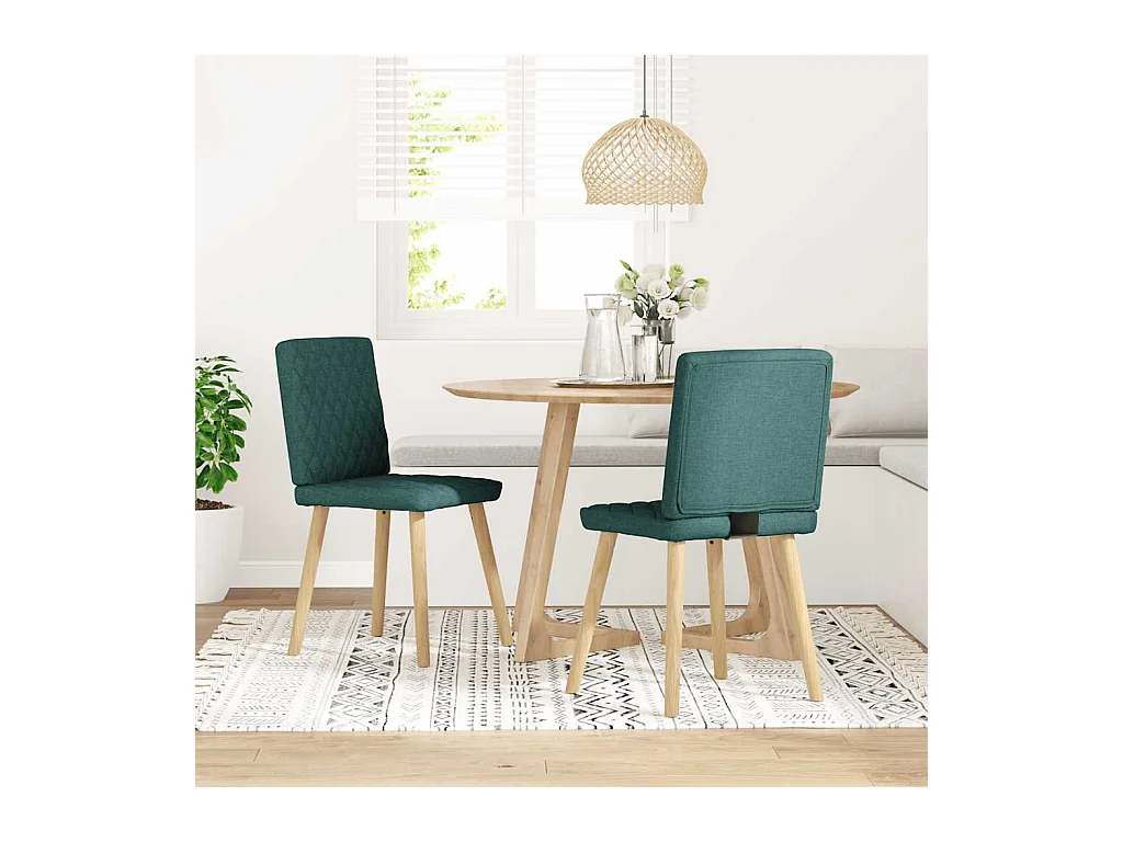 Chaises à manger lot de 2 vert foncé tissu