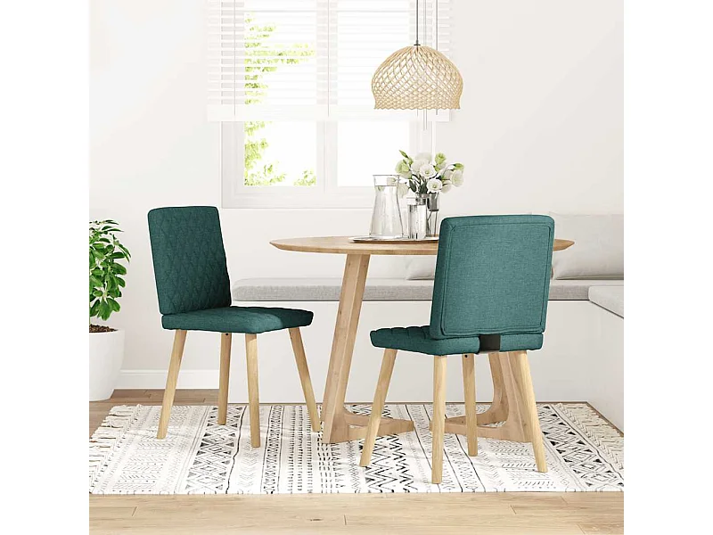 Chaises à manger lot de 2 vert foncé tissu