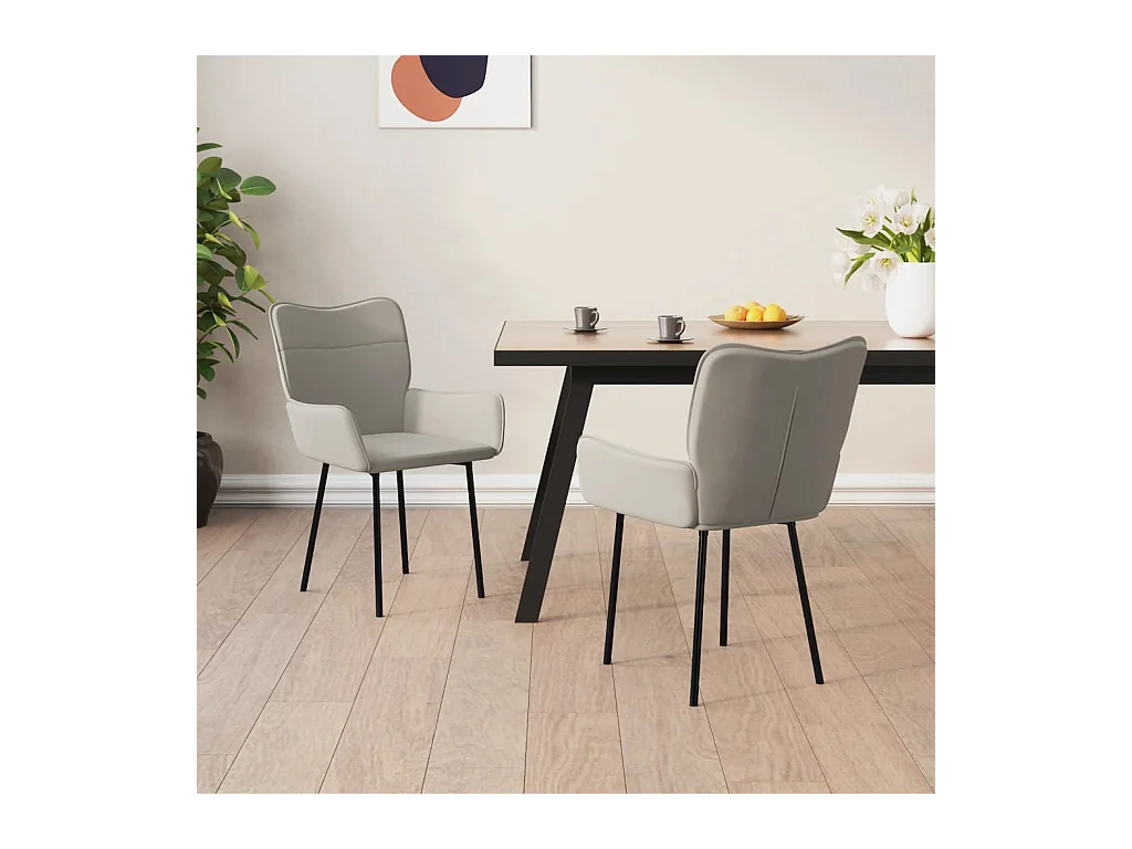 Chaises à manger lot de 2 Gris clair Velours