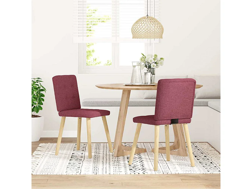 Sillas de comedor 2 unidades tela rojo tinto