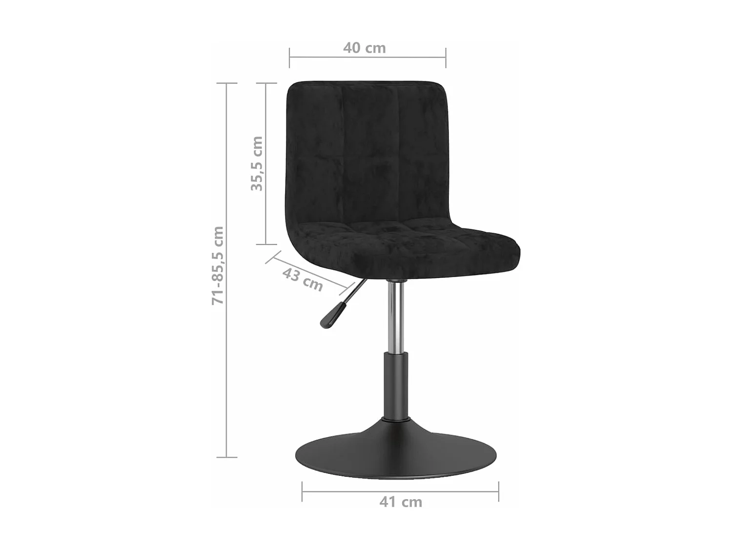 Chaises pivotantes à manger lot de 2 noir velours