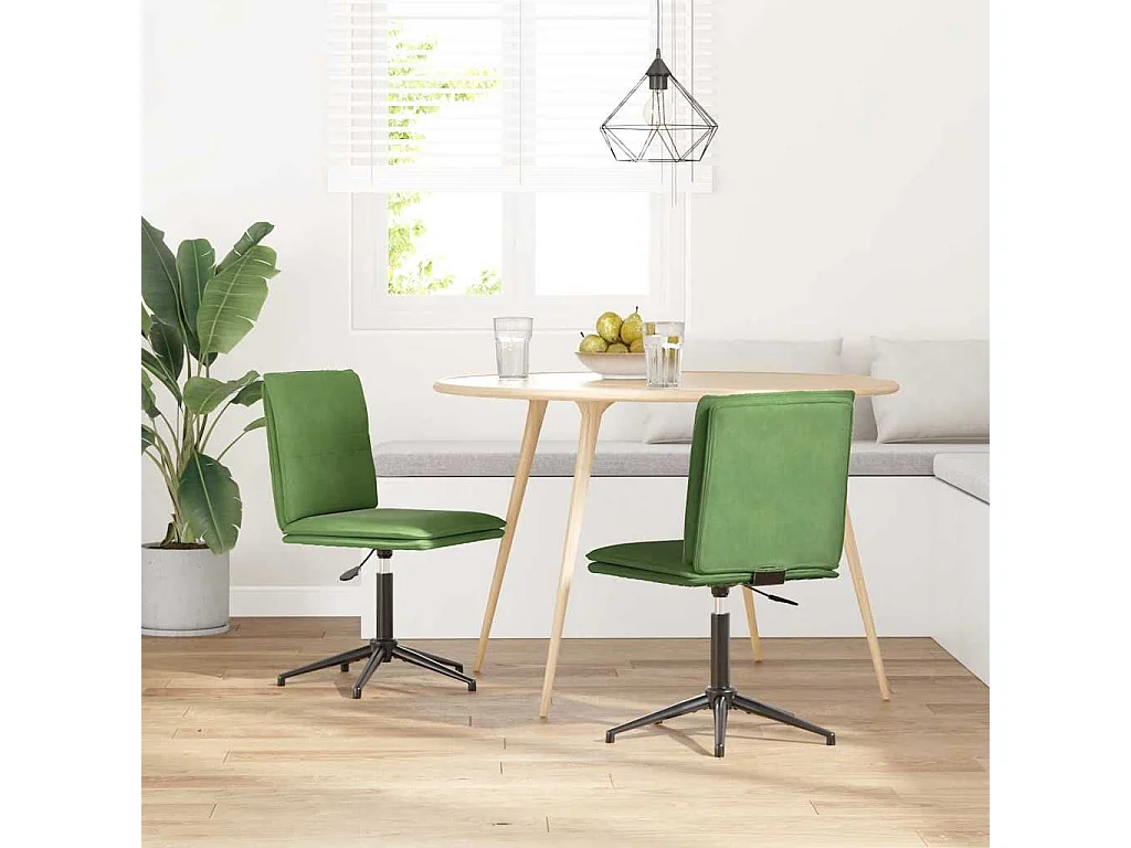 Chaises à manger lot de 2 Vert clair Velours