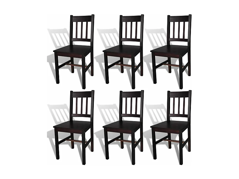 Chaises à manger lot de 6 marron foncé pinède